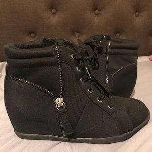 Justice black wedge sneakers size 4